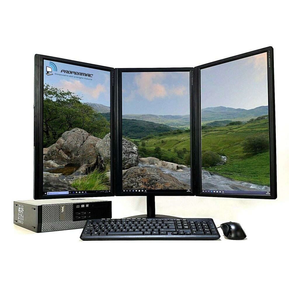 Refurbished Triple Screen PC Computer Setup Desktop 480 SSD  i5  Win 10 PRO Wi-fi 